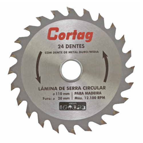 Disco Diamantado com Lâmina de Serra Circular de 24 dentes e 110 mm Cortag